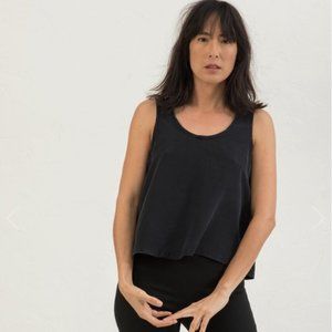 Elizabeth Suzann Ella Slip Tank Black Silk Crepe, Size M